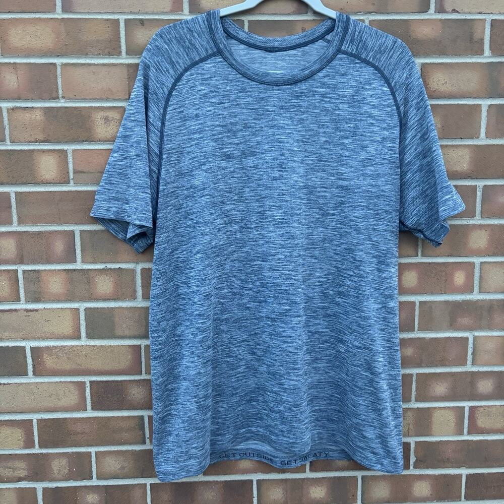 Lululemon Shirt Mens XL Blue Metal Vent Tech Short Sleeve Performance Stretch